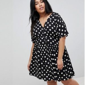 ASOS CURVE Casual Mini Tea Dress In Polka Dot NWT